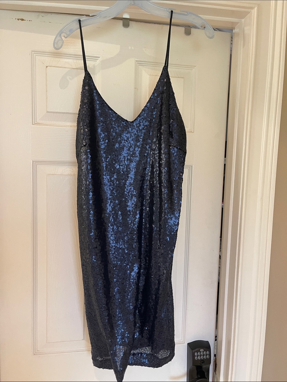 Sequin Slip Dress in Navy Blue - Elegant Evening Dress-N/w Tags -Sz-6!